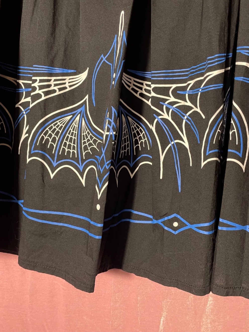 Sourpuss Retro/Vintage rockabilly black swing skirt with goth deco and pockets - Picture 4 of 7